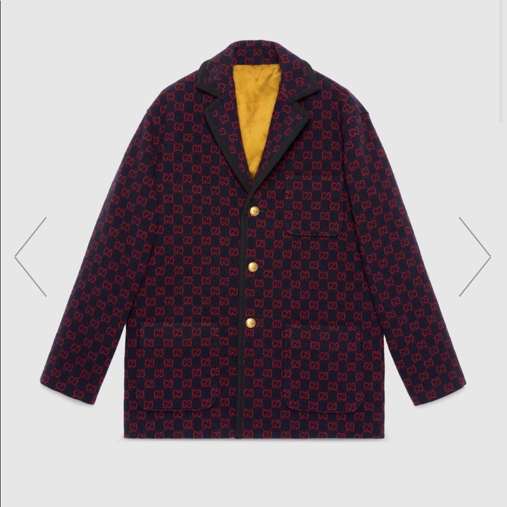 Gucci GG logo Men’s Wool Jacket red blue and gold